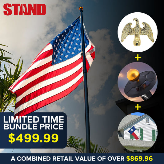 Roosevelt Premium 25ft Telescoping Flag Pole Kit Bundle