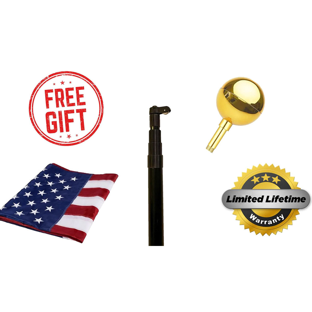 Roosevelt Premium 25ft Telescoping Flag Pole Kit